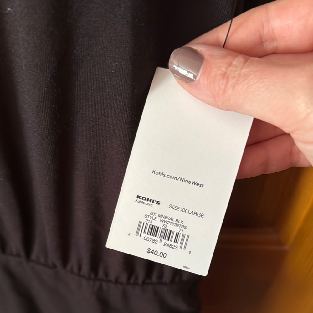 Nine West Black Ruched V-Neck Cocktail Dress - Picture 3 of 7